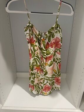 Reformation Floral Tie-Front Dress - White with Pink & Green Size 0
